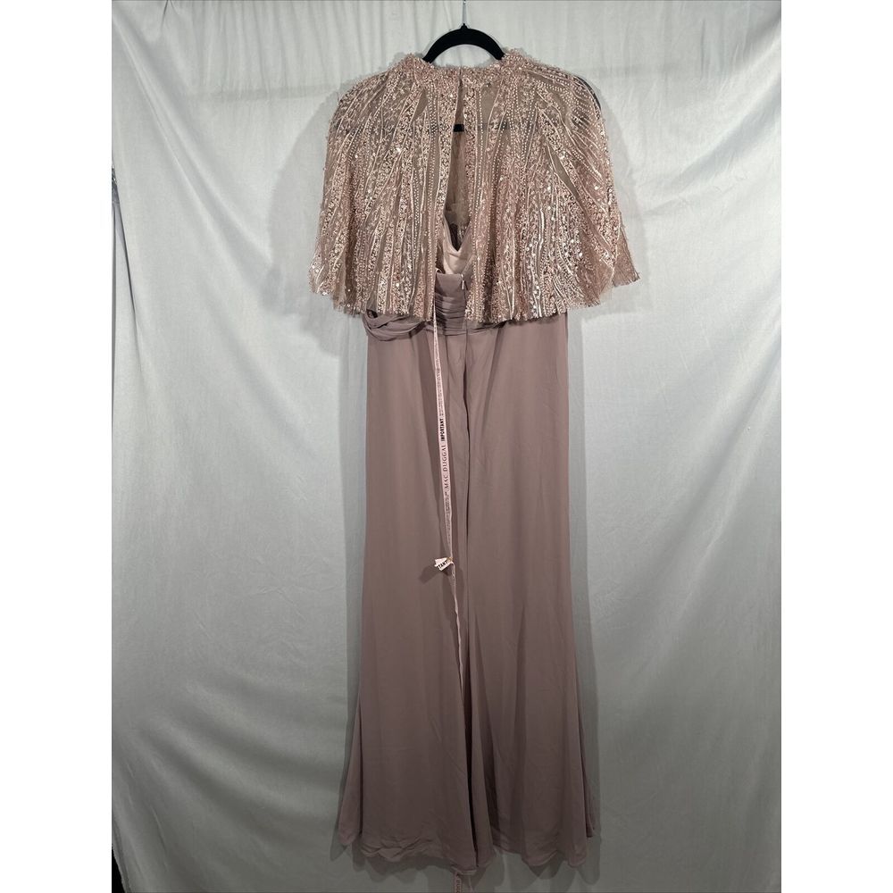 NEW $598 Mac Duggal [ 12 ] Sleeveless Gown with Embellished Cape 20467 Rose J141 - Picture 13 of 16